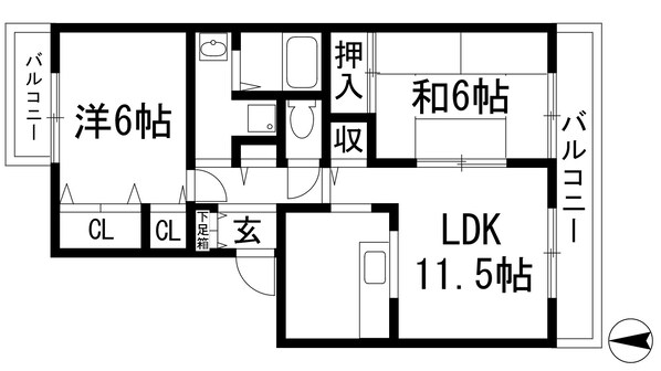 ネオパーチェA棟の物件間取画像